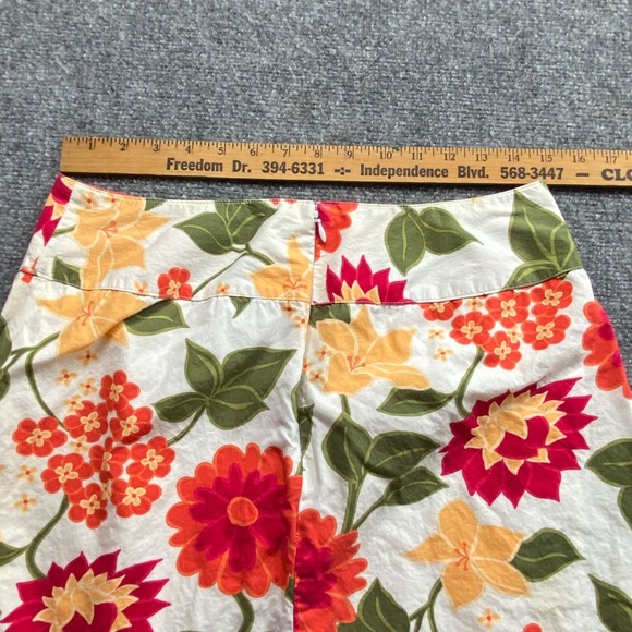 Casual Corner Annex Skirt Women 10 White Floral Preppy Business Office Spring - Picture 8 of 10